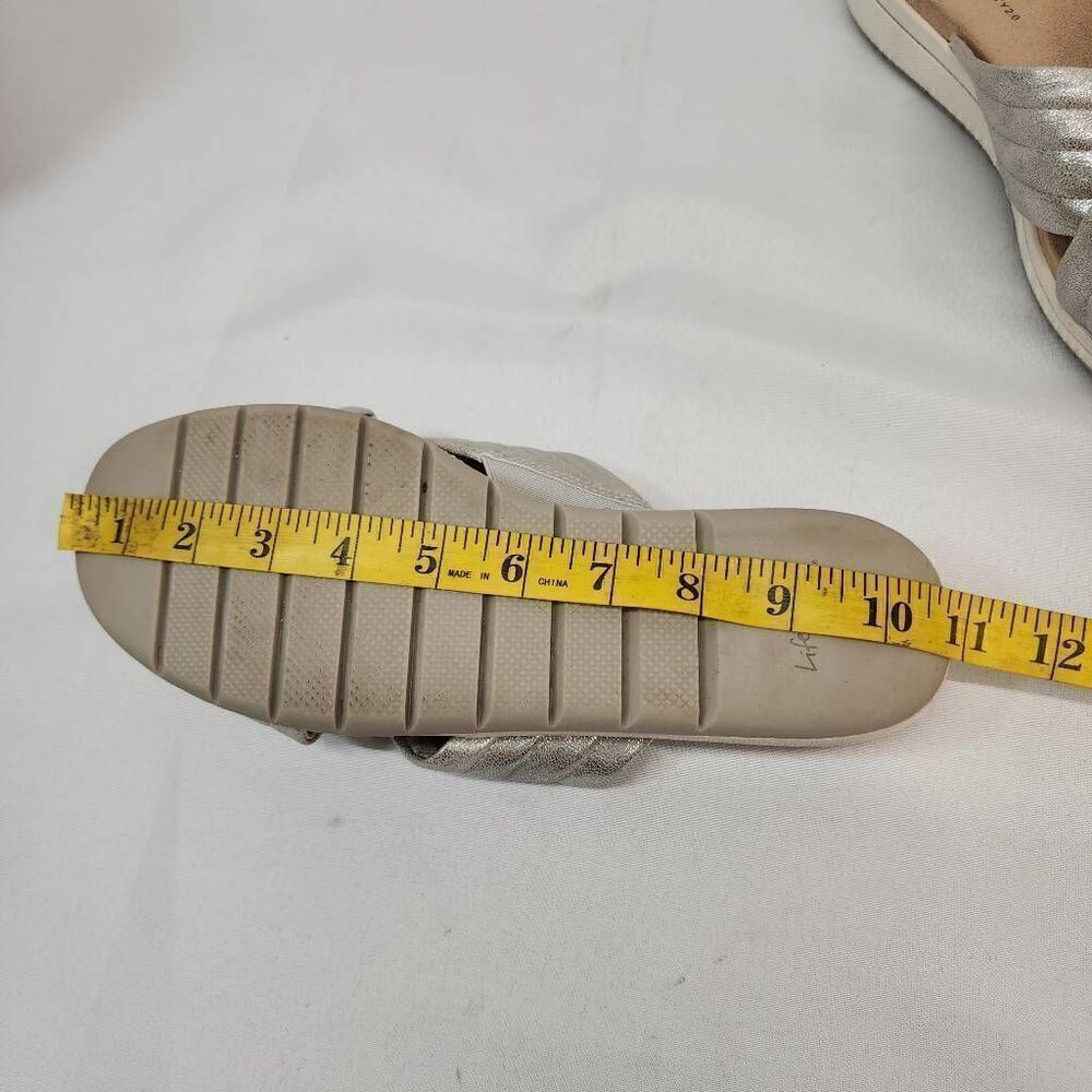 Life Stirde Size 10 Panama Metalic Silver Cross Strap Slide Comfy Sandals - Picture 7 of 7